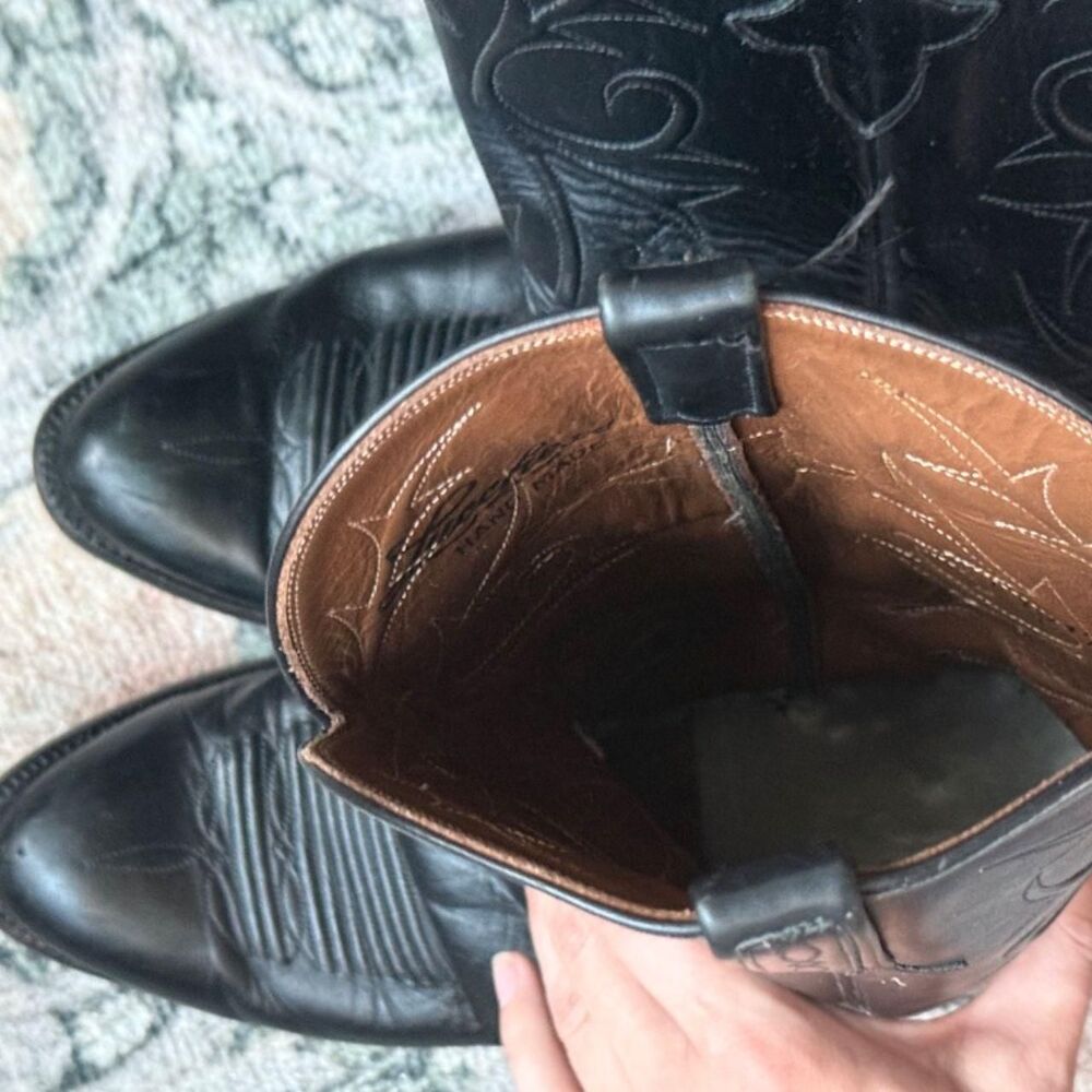 Lucchese Unisex Black Cowboy Boots - Picture 3 of 10